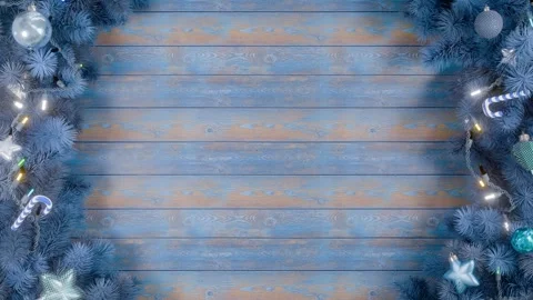 A Christmas or New Year's frame with spruce or pine leaves and flashing lights Stock Footage 322737288