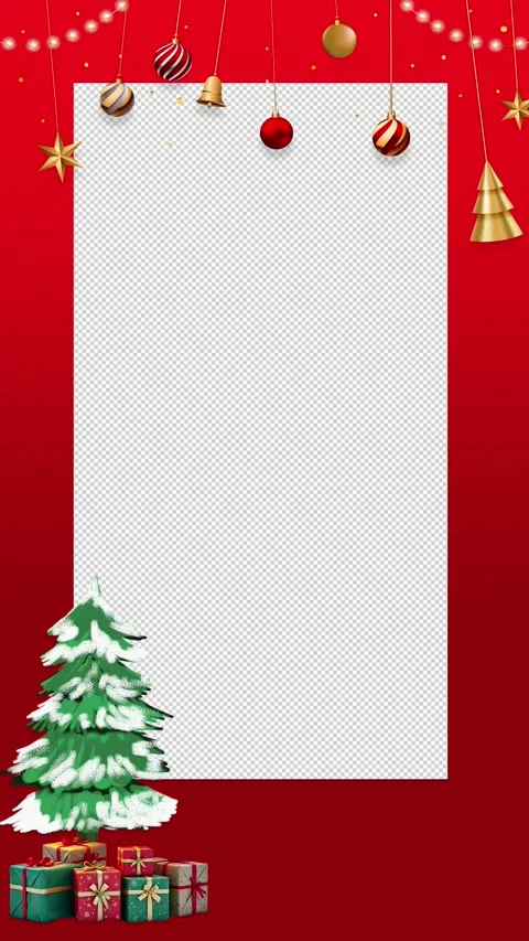 Christmas Ornament Backdrop on Red Vertical screen Stock Footage 324465826