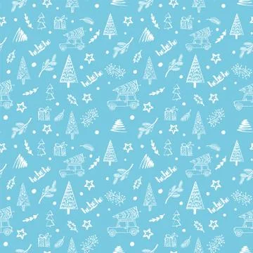 Christmas ornament with hand-drawn elements: Christmas tree, snowflake and st Stock Illustration