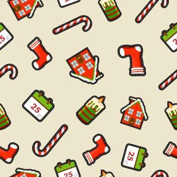 Christmas ornament patch icon pattern background 库存插图