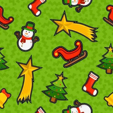 Christmas ornament patch icon pattern background 库存插图