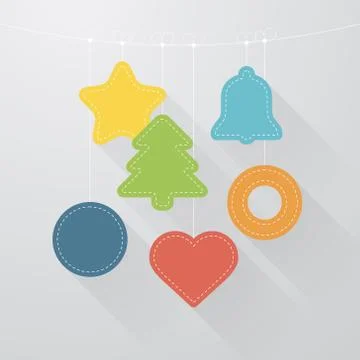 Christmas ornament on thread with long shadow Stock Illustration