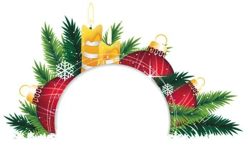 Christmas ornaments and pine tree branches. Stock Illustration