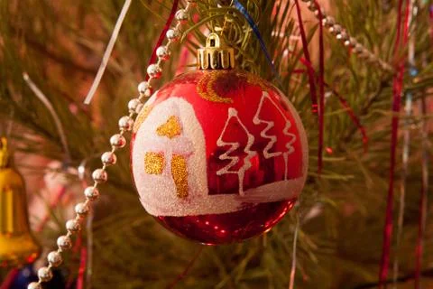 Christmas ornaments on the christmas tree Stock Photos