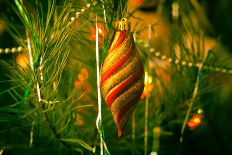 Christmas ornaments on the christmas tree Stock Photos