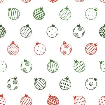 Christmas Ornaments Dithered Seamless Pattern. Vector seamless pattern illu.. Stock Illustration