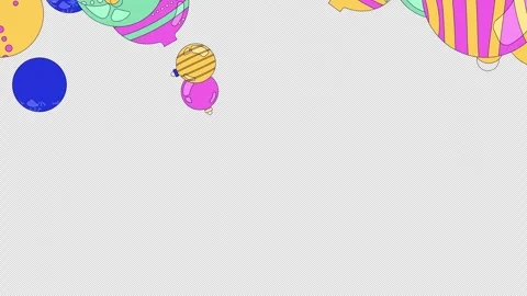 Christmas ornaments falling down top border video overlay Stock Footage 333109990