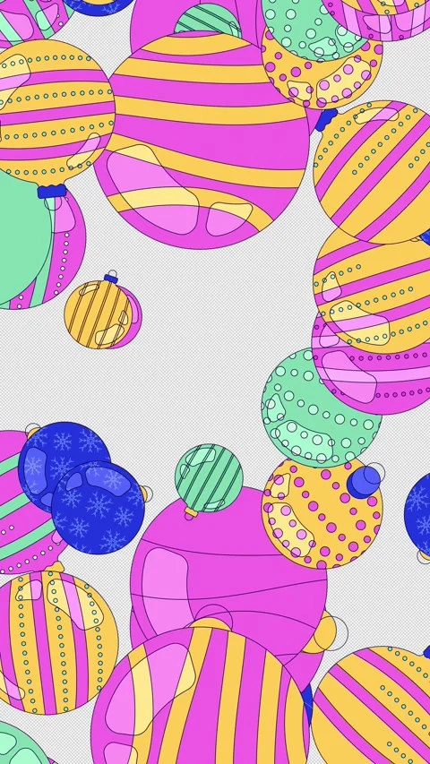 Christmas ornaments falling effect vertical animation Stock Footage 333309433