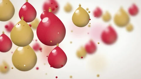 Christmas Ornaments Falling Red and Gold Drops Animation Holiday Decorations Stock Footage 345938769