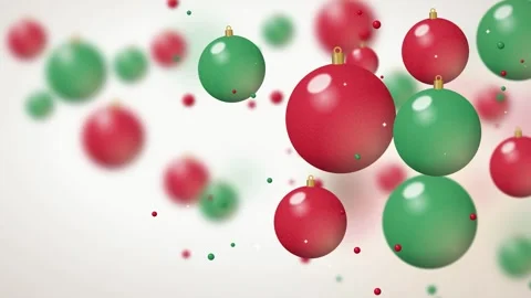 Christmas Ornaments Floating Animation Red and Green Baubles Holiday Stock Footage 345942946