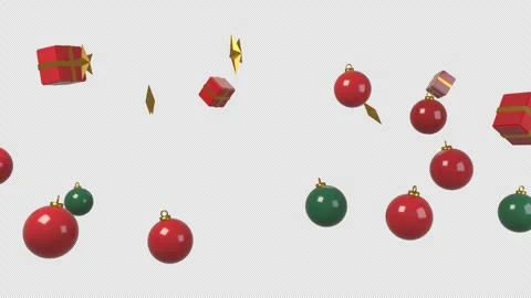 Christmas ornaments floating, seamless loop, alpha channel Stock Footage 347588585