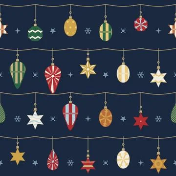 Christmas ornaments seamless pattern background Illustrazione stock