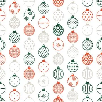 Christmas Ornaments Seamless Pattern. Vector seamless pattern illustration Stock Illustration