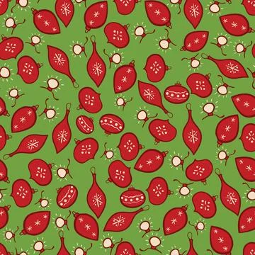 Christmas ornaments seamless vector pattern Stock Illustration