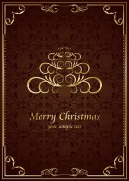 Christmas ornate frame Stock Illustration