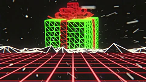 Christmas Outrun Retrowave Background Loop Stock Footage 140771279