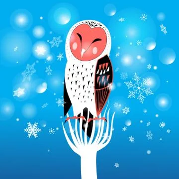 Christmas owl Illustrazione stock