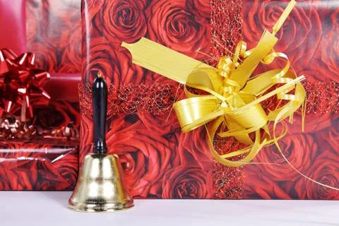 Christmas packaged with bell Stock Photos