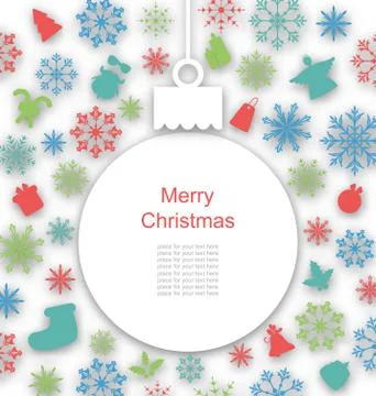 Christmas Paper Card with Traditional Elements Stock Illustration