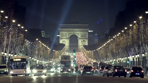 Christmas in Paris - Champs-Elysees Stock Footage 82379007