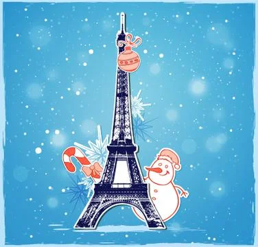 Christmas in Paris Stock Illustration