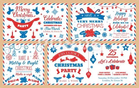 Christmas party envelopes, holiday decorations Stock Illustration