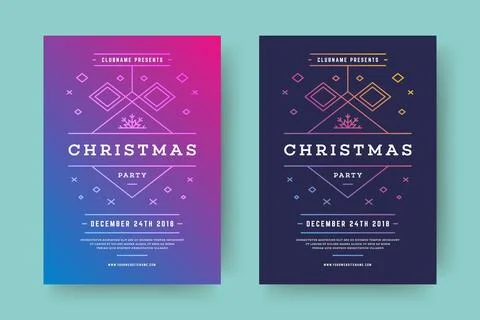 Christmas party flyer event modern typography and decoration elements vecto.. Stock Illustration
