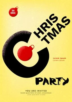 Christmas party poster template. Elements for flyer. Vector illustration Illustrazione stock