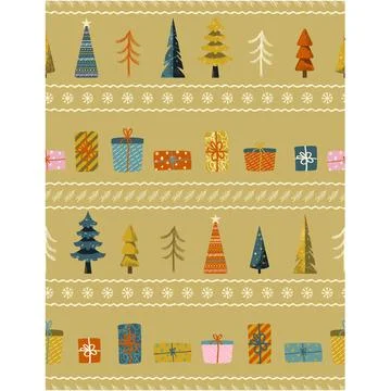 Christmas party seamless pattern flat retro vector Illustration