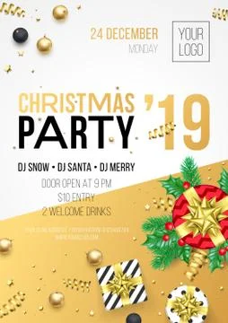 Christmas party vector invitation poster Stock Illustration