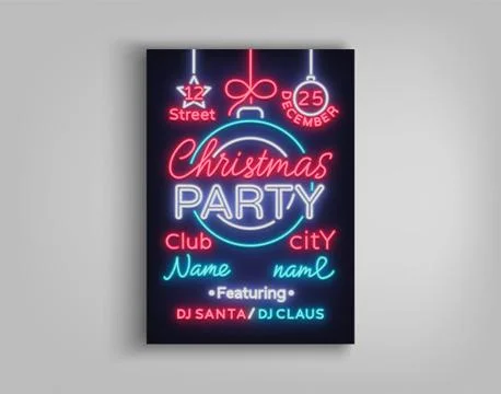 Christmas party vector template brochure. Christmas card design is designed in a Stock Illustration