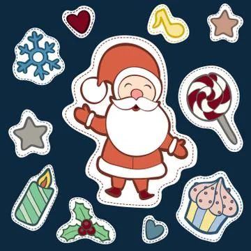 Christmas patch badges Stock Illustration