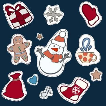 Christmas patch badges Stock Illustration
