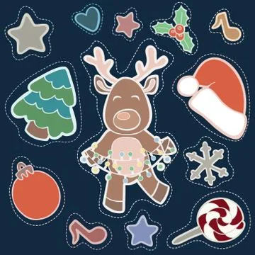 Christmas patch badges Stock Illustration