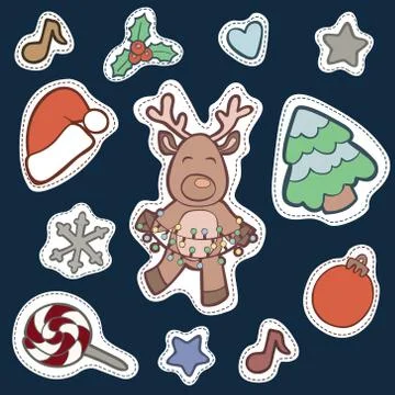 Christmas patch badges Stock Illustration