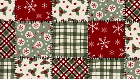 Christmas patchwork background on a seamless loop Stock Footage 346233574
