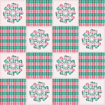 Christmas Patchwork Buffalo Check Seamless Pattern Stock Illustration