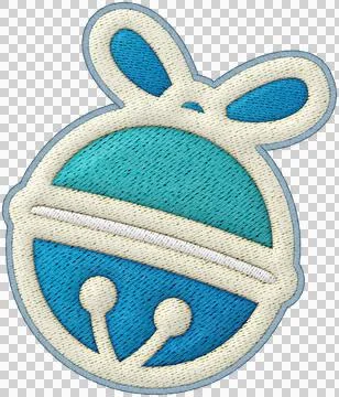 Christmas patchwork element blue bell applique embroidery badge design joyf.. Illustrazione stock