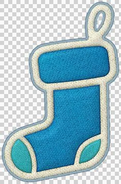 Christmas patchwork element blue stocking applique decoration joyful festiv.. Stock Illustration