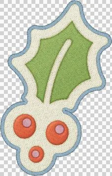 Christmas patchwork element holly berry leaf embroidery festive decoration .. Stock Illustration