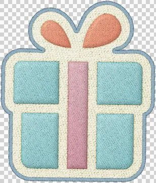 Christmas patchwork gift element pastel embroidery badge cute blue present Stock Illustration