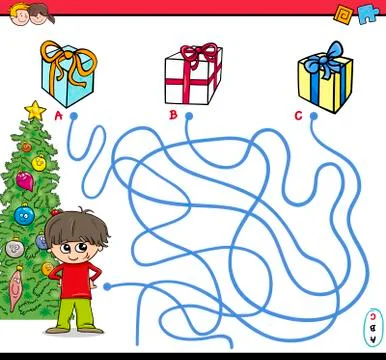 Christmas path maze activity Stockillustratie