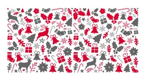 Christmas pattern background with a lot of christmas objects Ilustração Stock