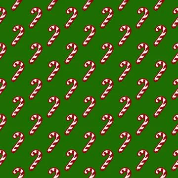 Christmas pattern with candy canes. Vector seamless background. Illustrazione stock