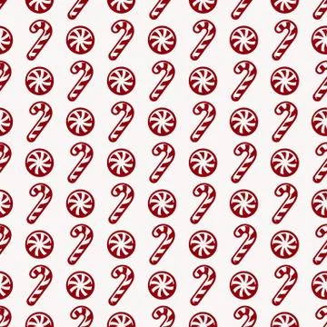 Christmas pattern with candy canes. Vector seamless background. Illustrazione stock