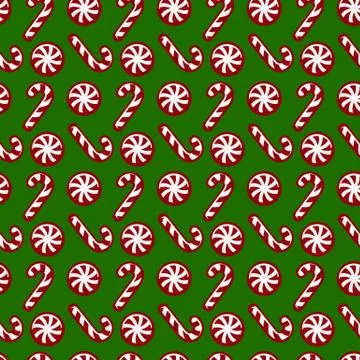 Christmas pattern with candy canes. Vector seamless background. Illustrazione stock