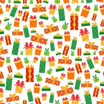 Christmas pattern with a cartoon gift boxes Stock Illustration
