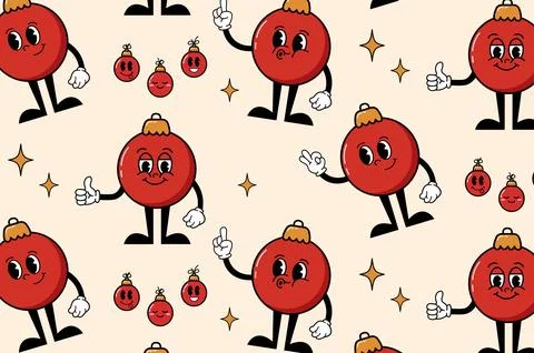 Christmas pattern character red Christmas ball Stock Illustration