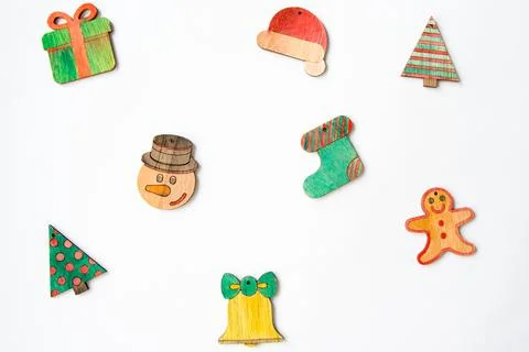 Christmas pattern with christmas trees, gift, snowman, sock, santa hat Stock Photos