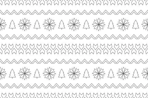 Christmas Pattern Coloring Page with Snowflakes Stock Illustration
